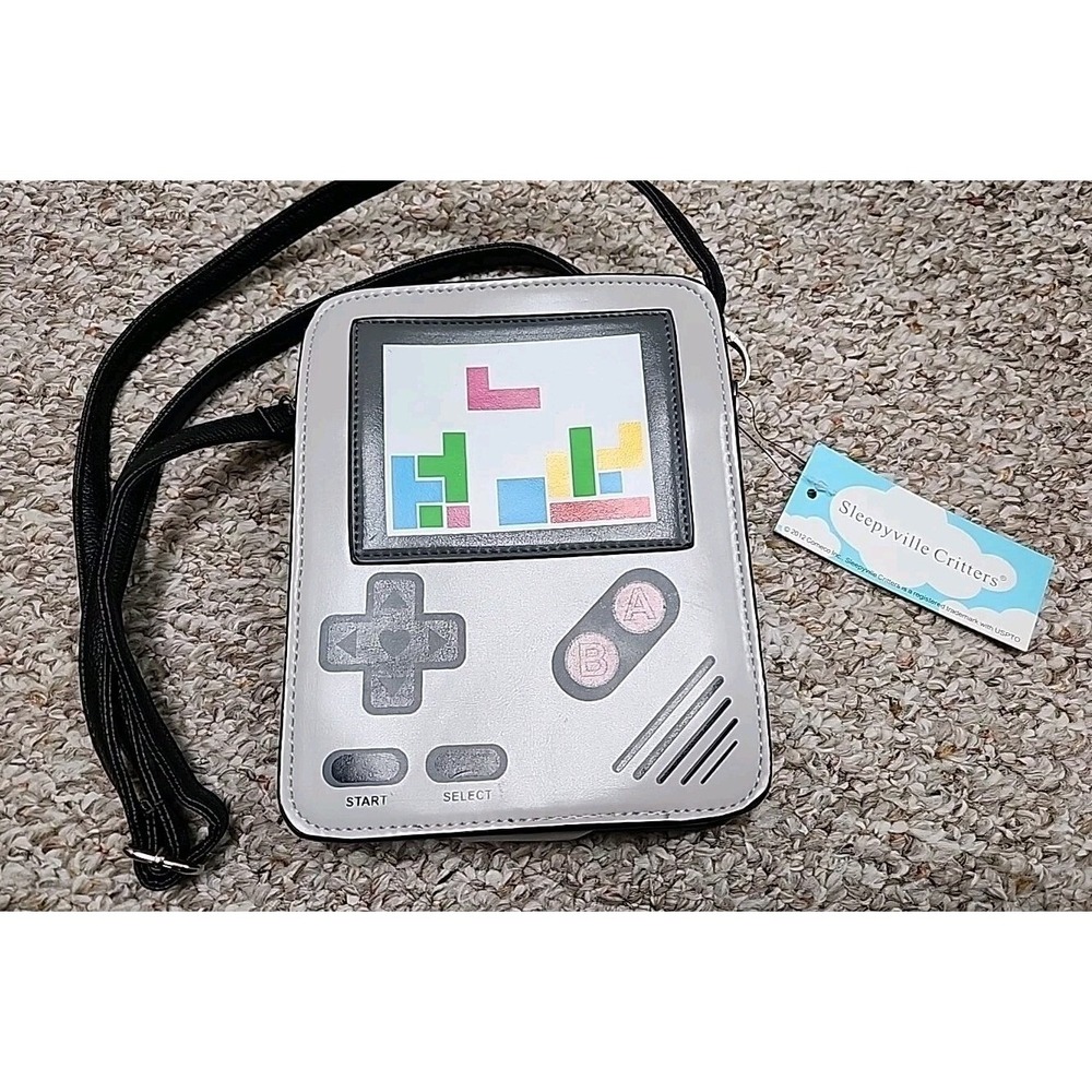 Sleepyville Critters Retro Video Game‎ Console Crossbody Bag Grey Novelty Purse